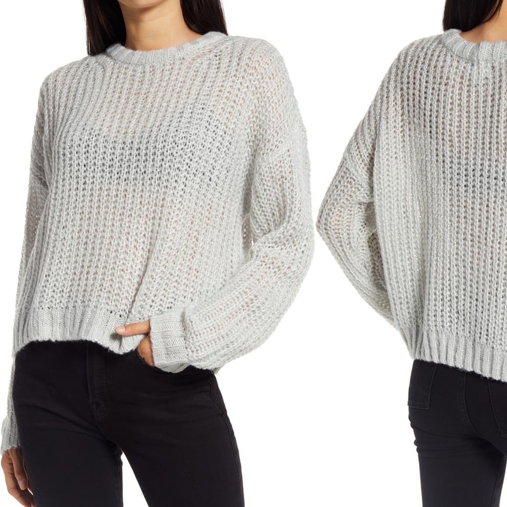 Socialite Loose Stitch Crewneck Grey Pullover